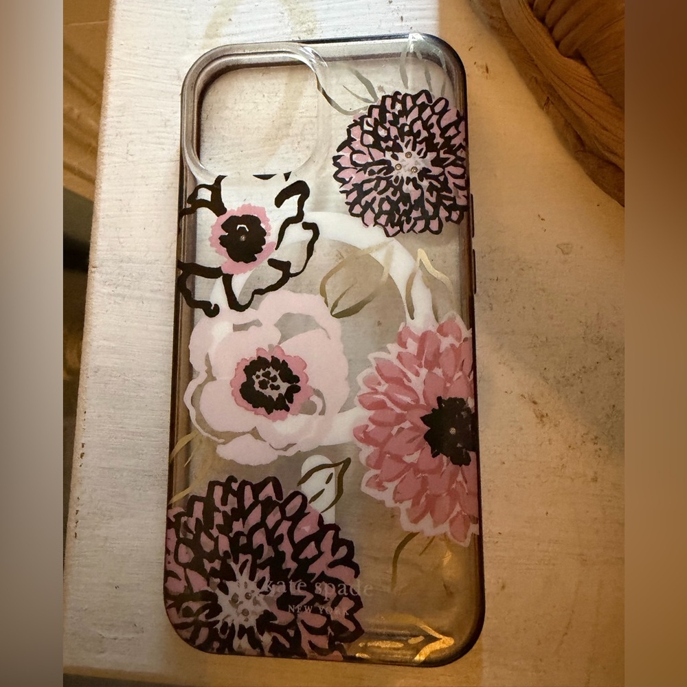 Kate Spade Pink and Black Floral iPhone 13 Case